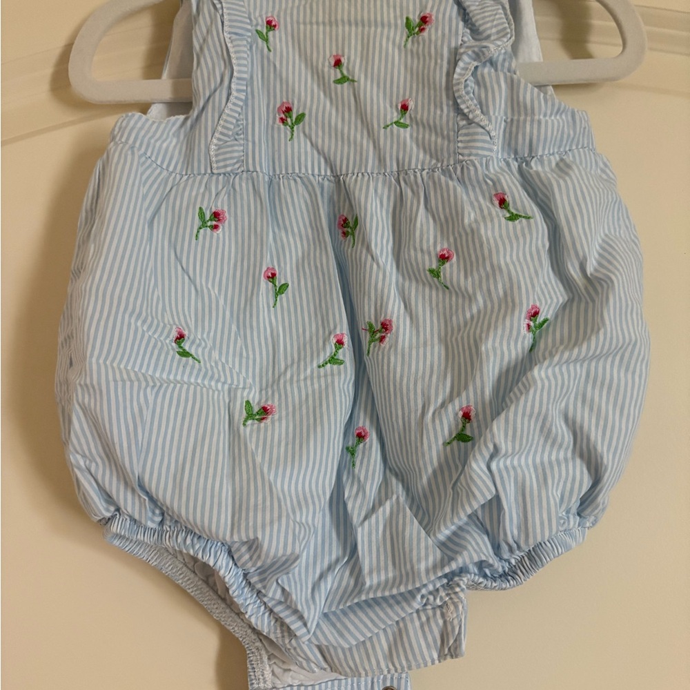 Little Me Blue and Green Diaper Cover One Piece